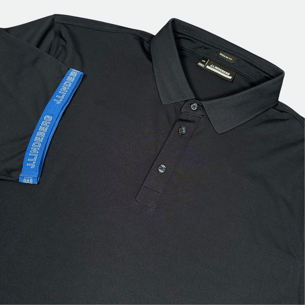 J.Lindeberg Guy Regular Golf Polo Shirt Men's XXL Black Logo Sport Short Sleeve